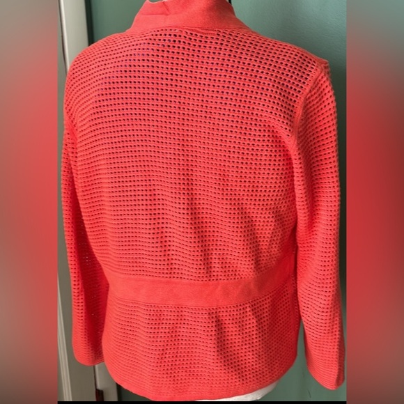Women Sz M Nic+Zoe open front red light perforations casual cardigan sweater - Picture 8 of 9